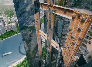 El primer ascensor sin cables del mundo Este es el modelo de prueba del primer ascensor sin cables