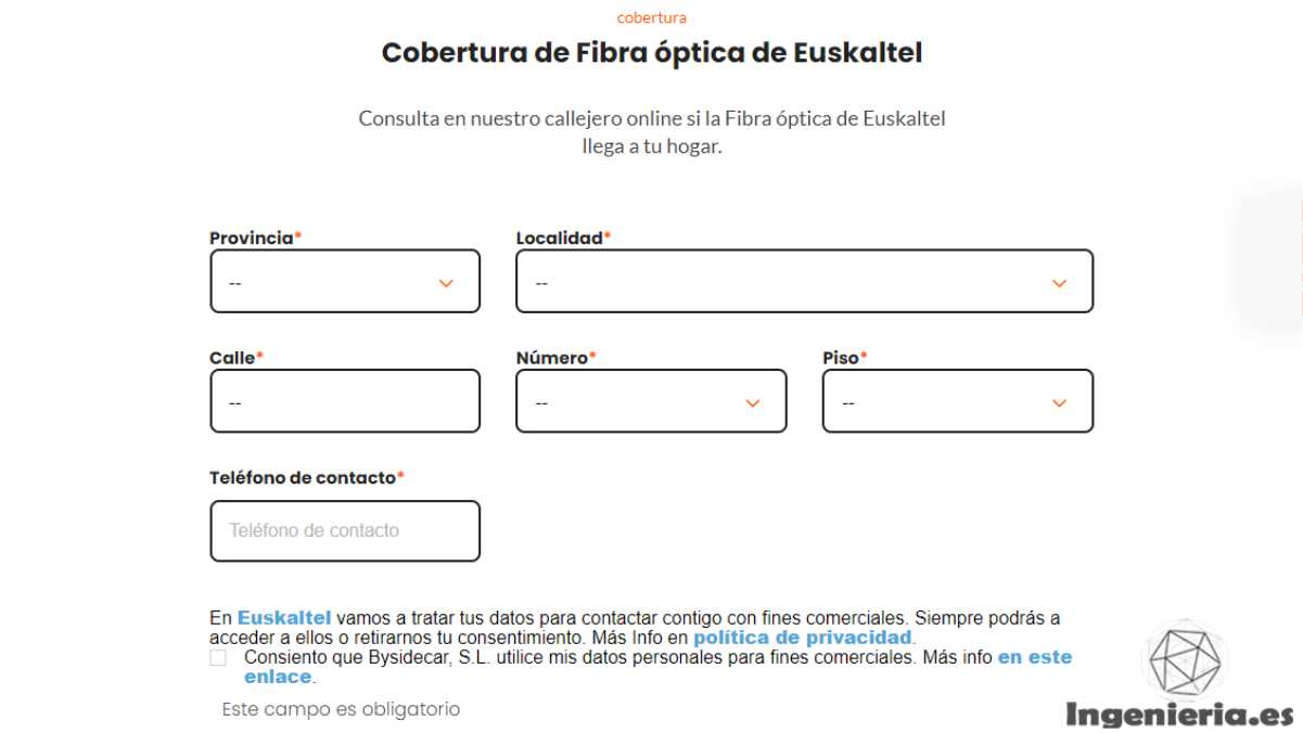 Cobertura de Fibra óptica de Euskaltel