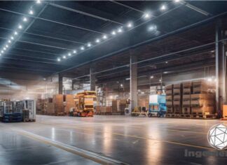 nave industrial iluminada