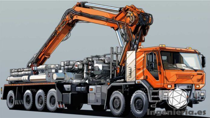 camiones pluma en la construcción