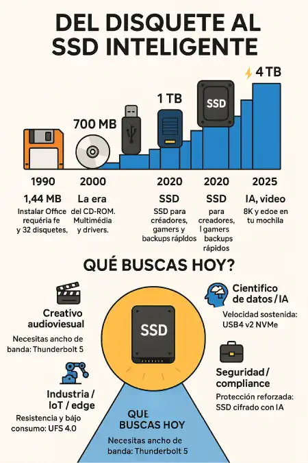 EVOLUCIÓN DEL AMACENAMIENTO EXTERNO INFOGRAFÍA
