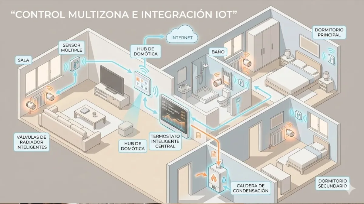 Diálogo termostato–caldera (control modulante vs. on_off)