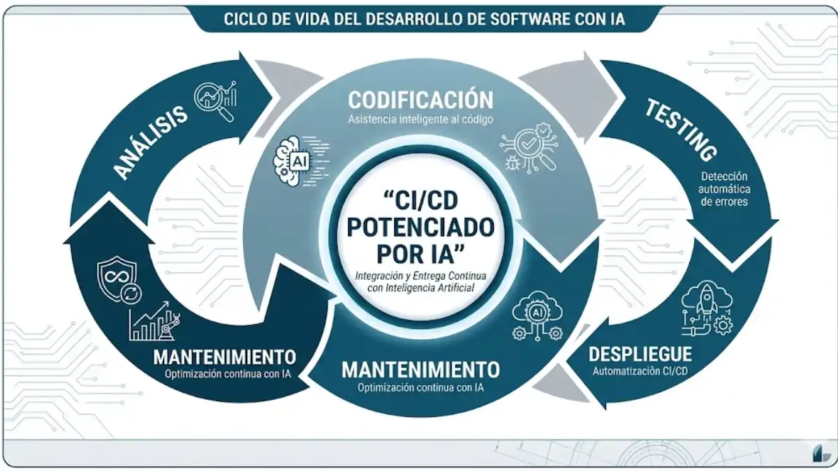 ciclo de vida del desarrollo del software con IA infografía