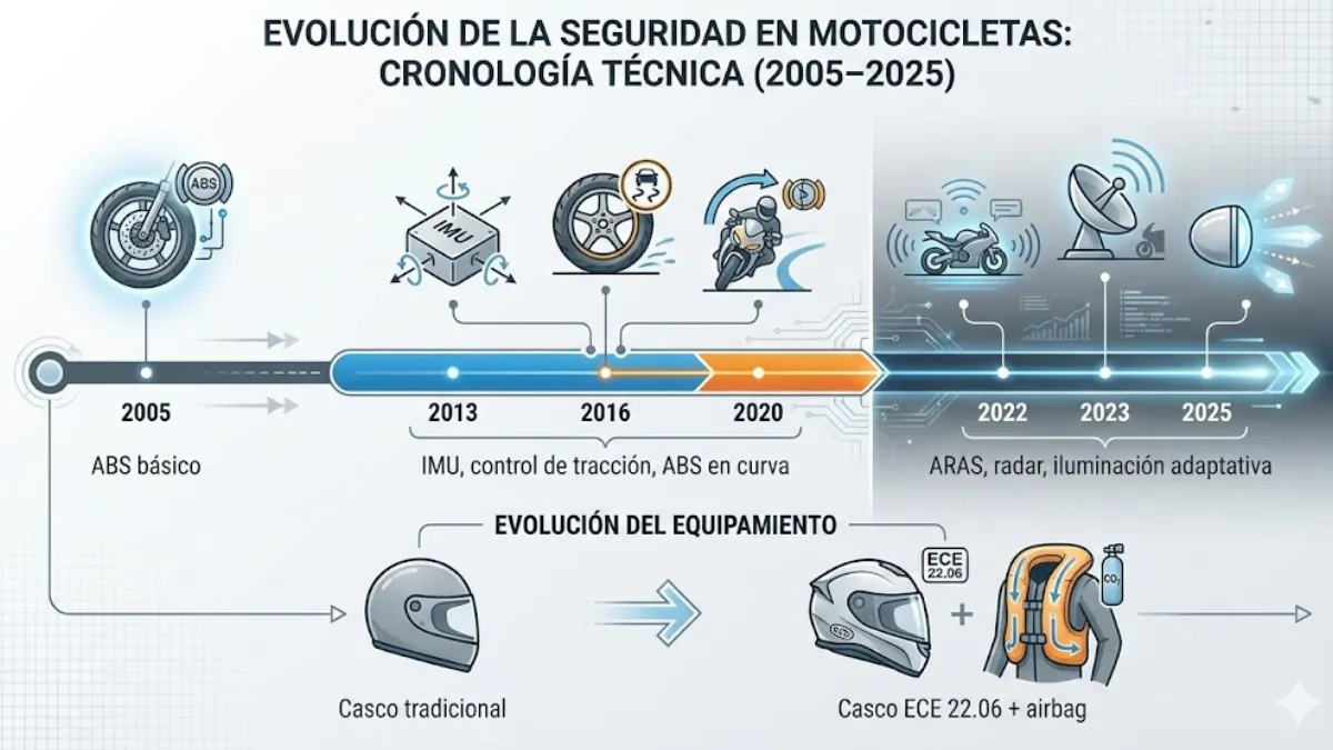 evolución de la seguridad en motocicletas infografía