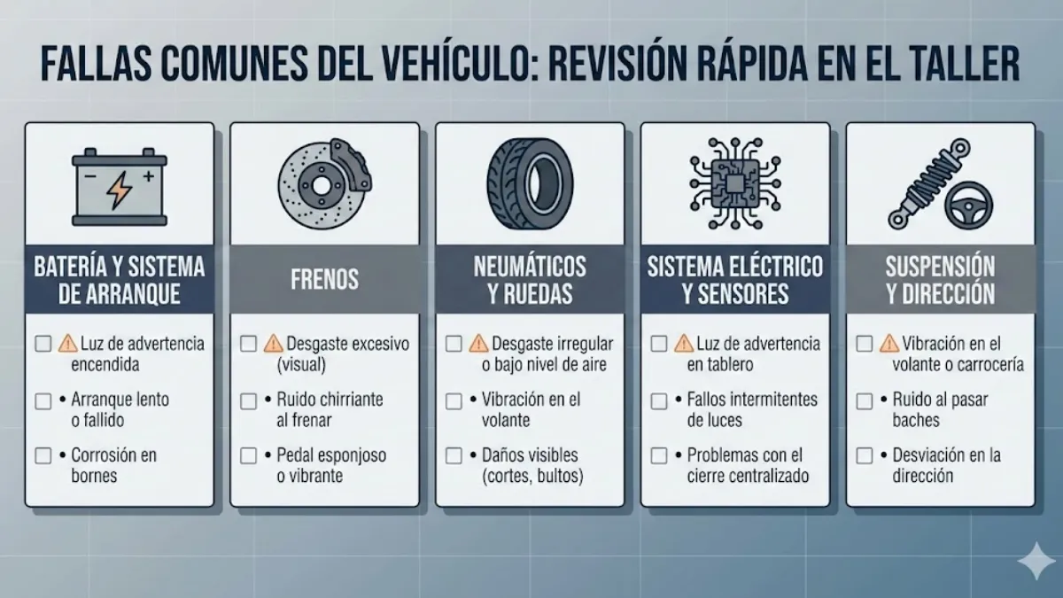 fallas comunes de vehículo infografía