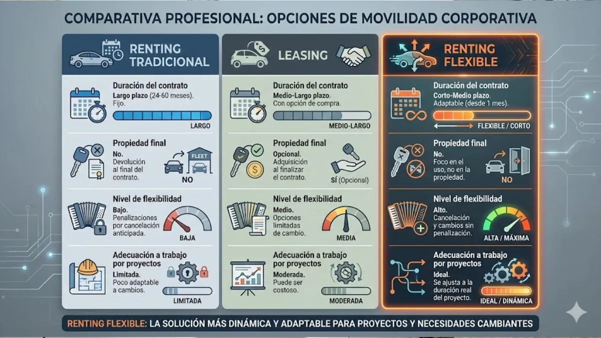 infografía de opciones de movilidad corporativa