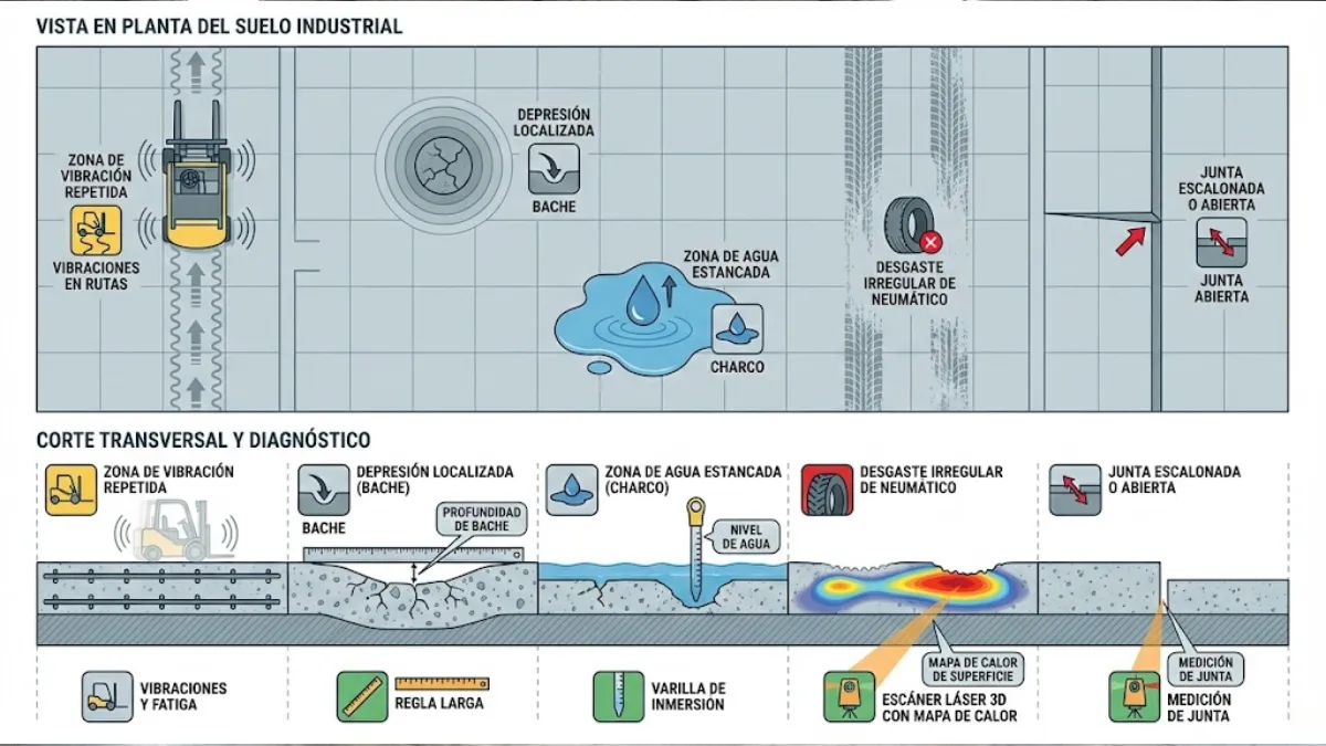 Diagnóstico y señales de desnivel infografía