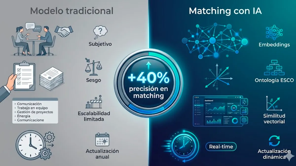 Evaluación tradicional vs Matching basado en IA
