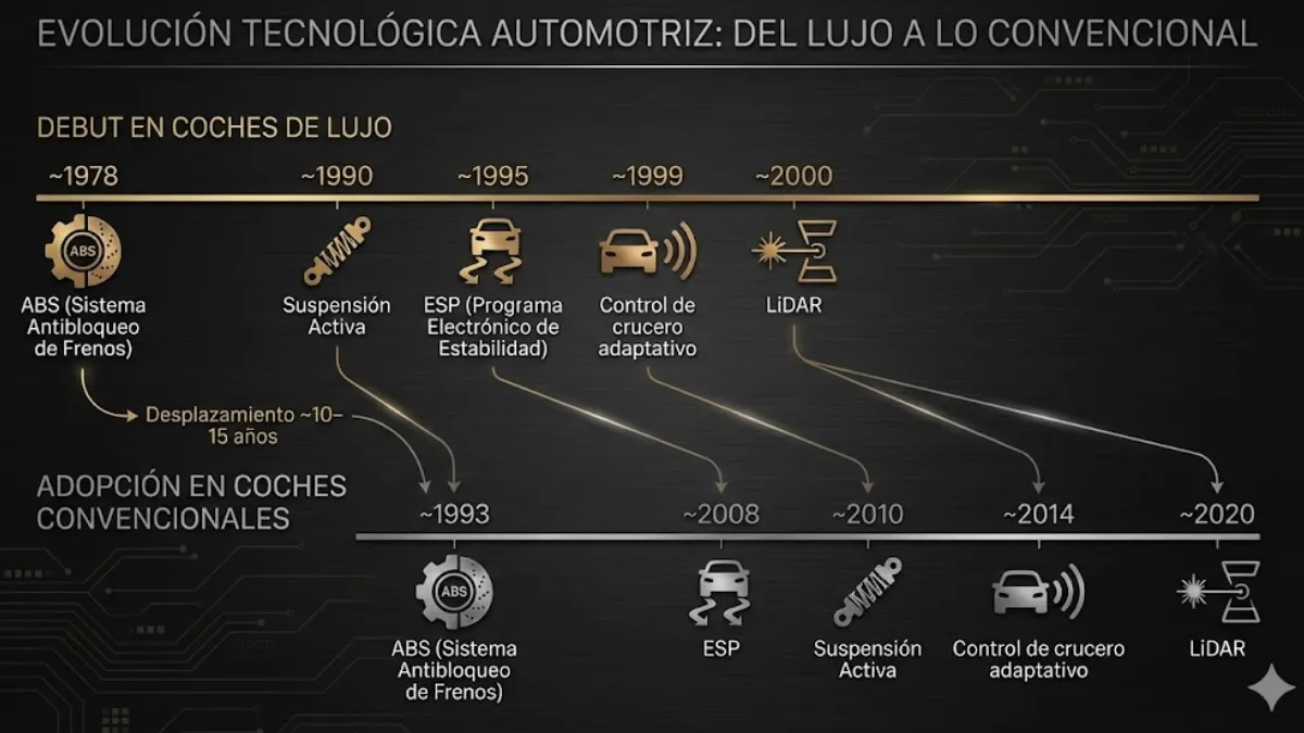 Tecnología en cascada de los coches de lujo infografía