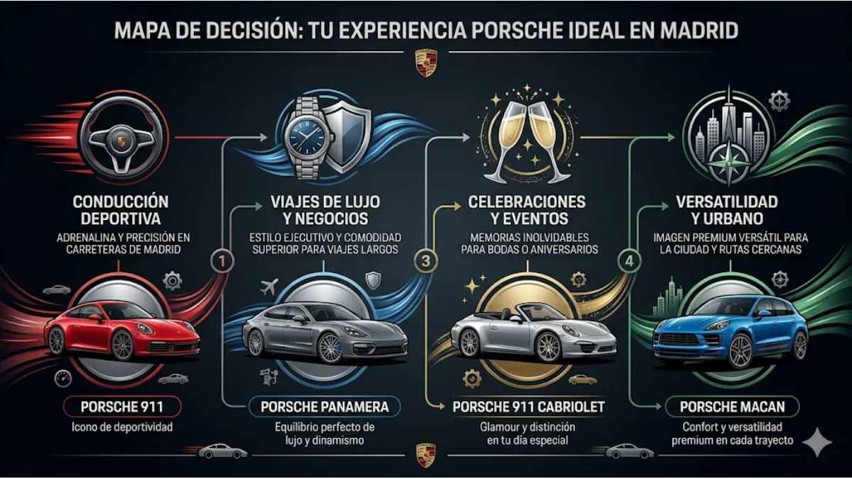 Antes de elegir un Porsche de alquiler en Madrid, piensa en la experiencia que buscas