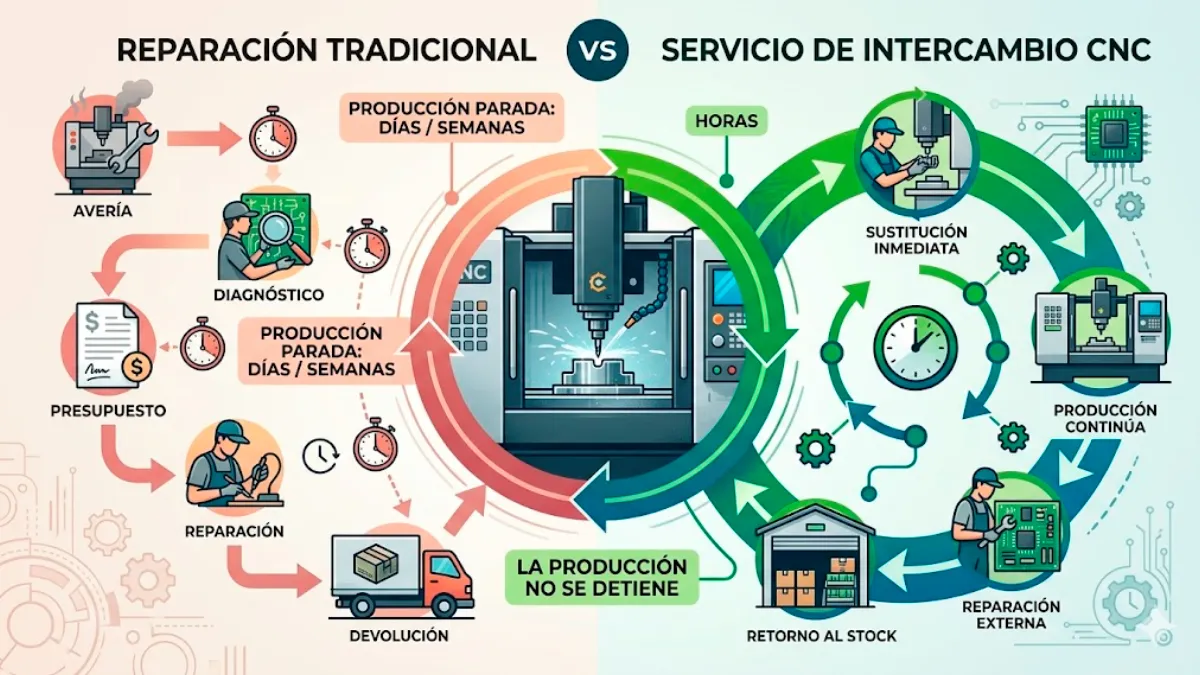 Reparación tradicional vs Servicio de intercambio CNC