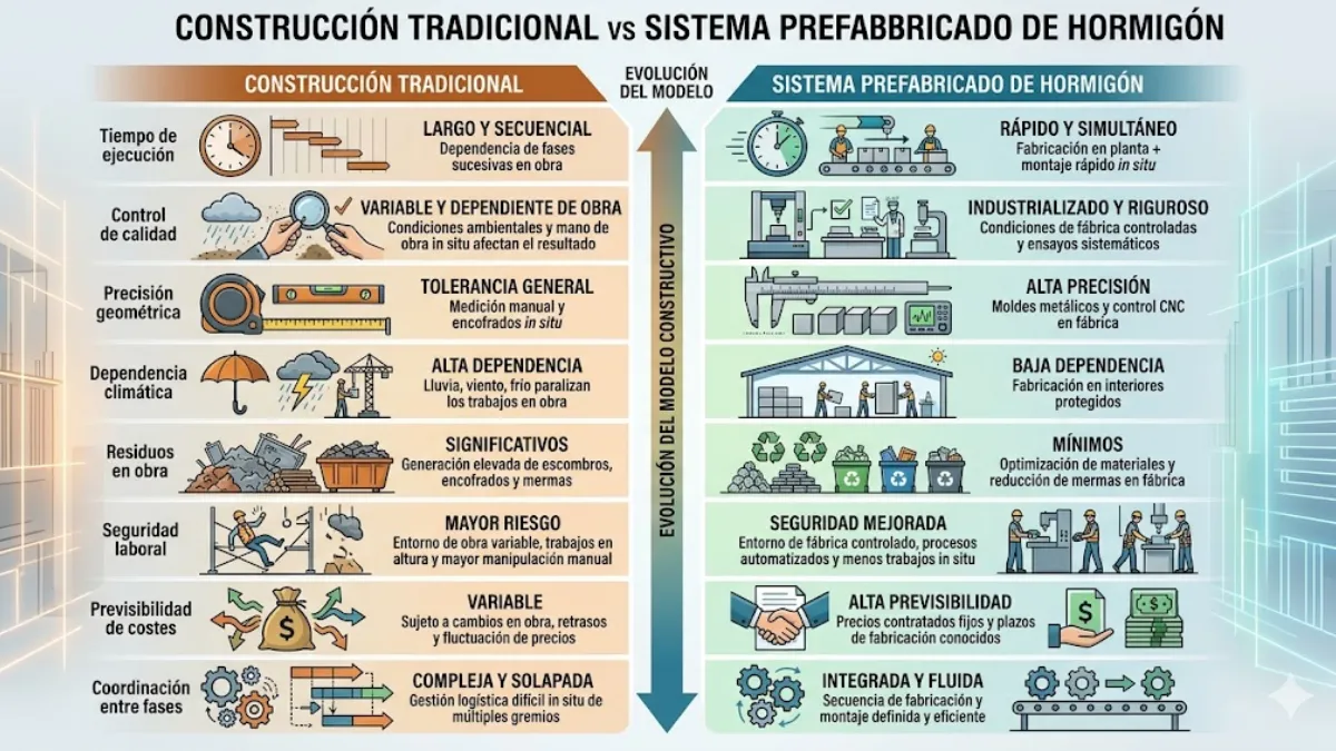 prefabricado de hormigón vs construcción tradicional