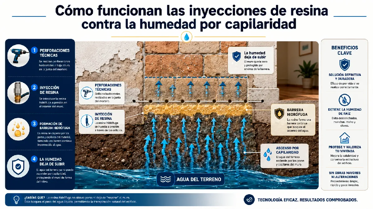 cómo funcionan las inyecciones de resina contra la humedad por capilaridad