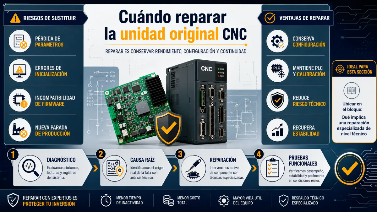 cuando reparar la unidad original cnc