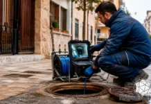Tecnologías actuales para detectar atascos y fugas en redes de saneamiento sin hacer obras Inspección de tuberías con cámara para detectar fugas y atascos sin obras en redes de saneamiento.