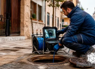 Inspección de tuberías con cámara para detectar fugas y atascos sin obras en redes de saneamiento.
