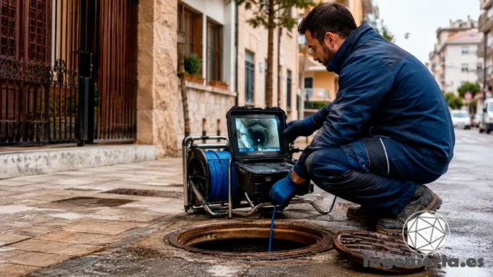 Inspección de tuberías con cámara para detectar fugas y atascos sin obras en redes de saneamiento.