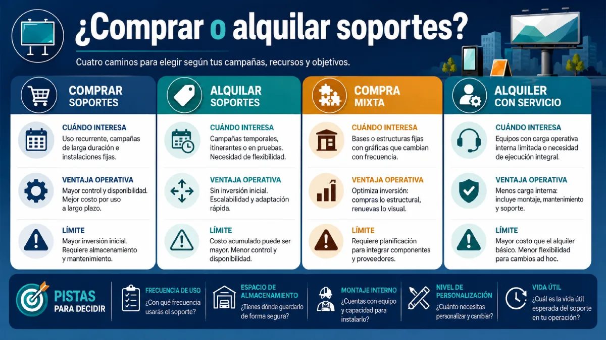 comprar o alquilar soportes publicitarios infografía