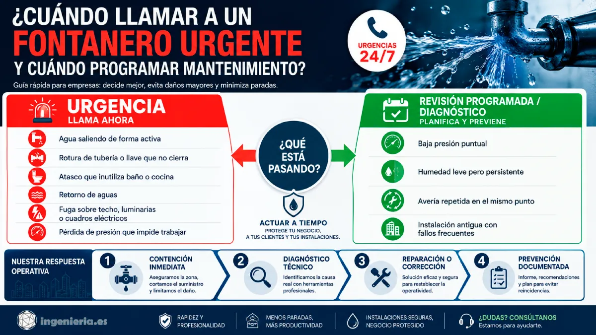 cuándo llamar a un fontanero urgente infografía