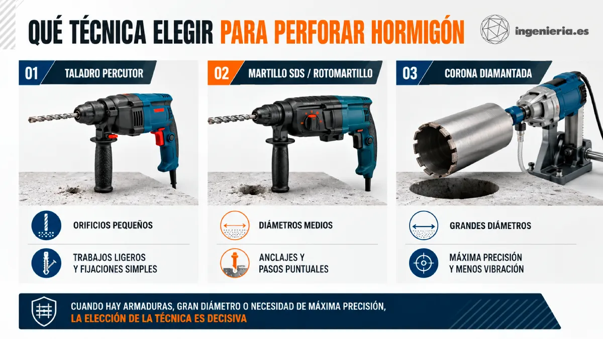 mejor técnica para perforar hormigón
