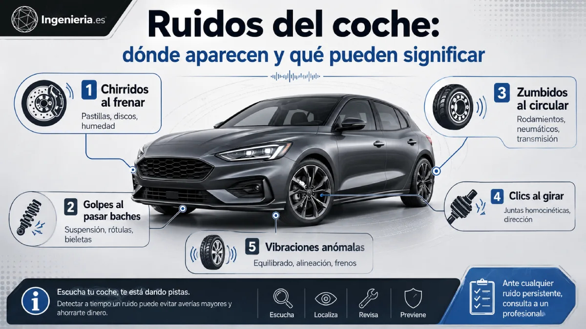 ruidos del coche dónde aparecen y qué pueden significar infografí