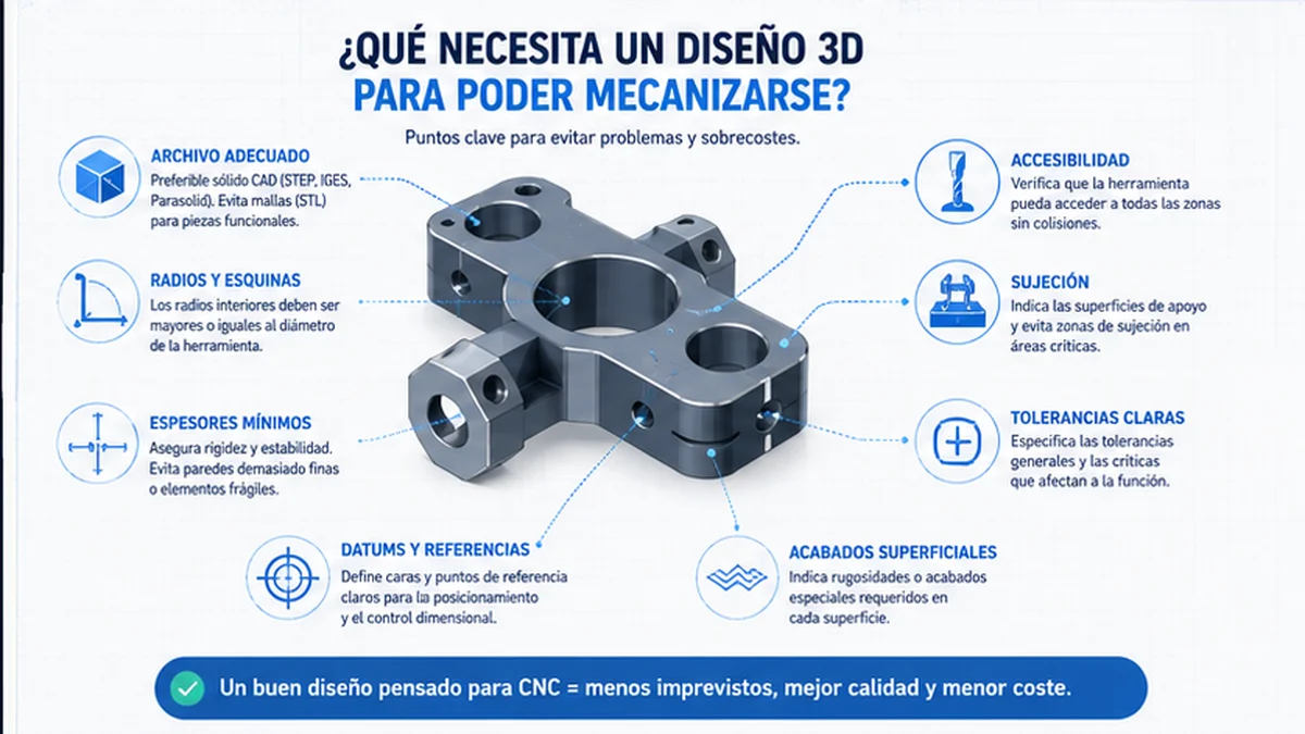 qué necesita un diseño 3d para poder mecanizarse infografía