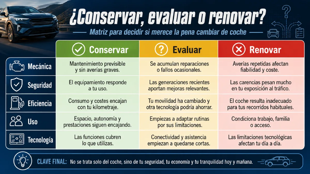 conservar, evaluar o renovar infografía