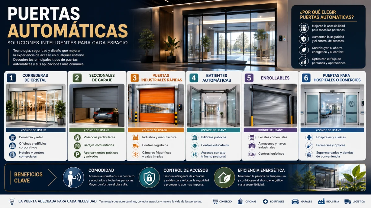 puertas automáticas soluciones inteligentes para cada espacio infografía