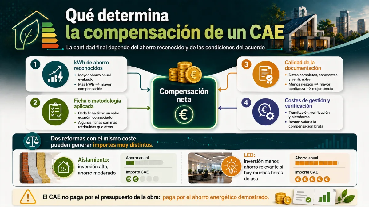 qué determina la compensación de un cae infografía
