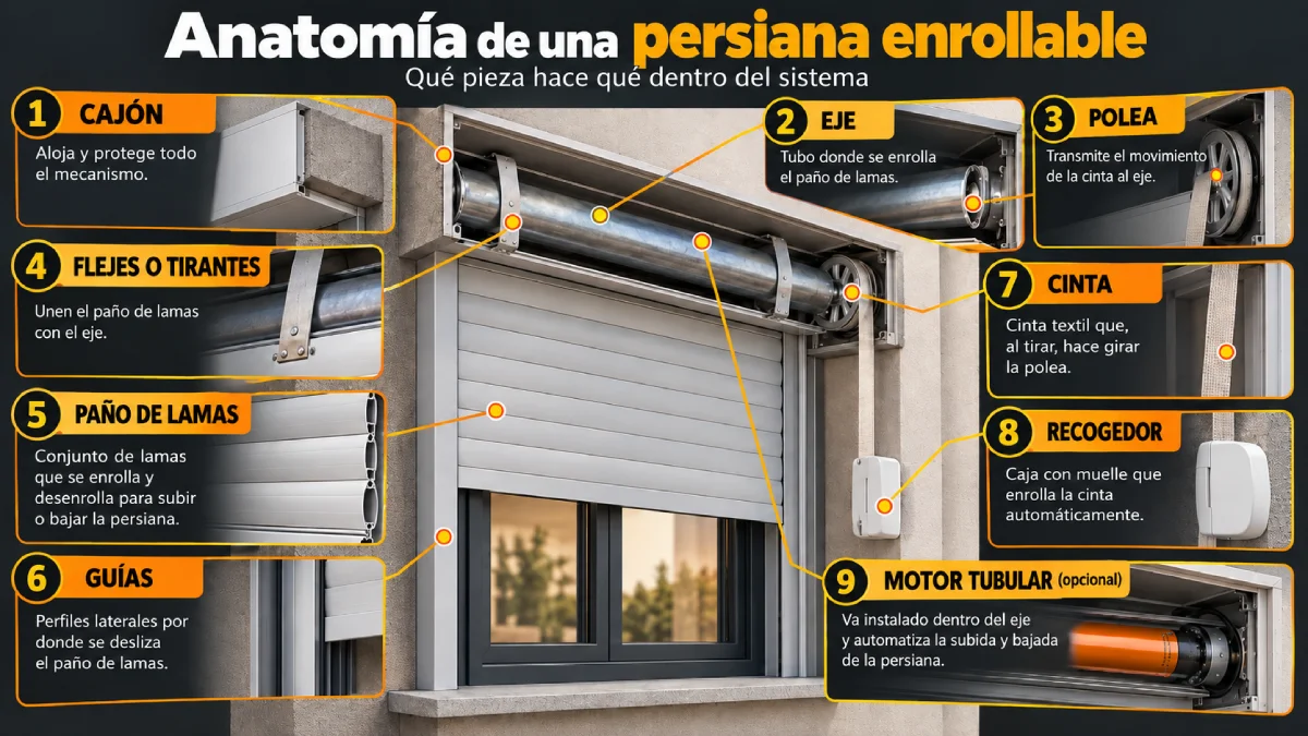 anatomía de una persiana enrrollable infografía