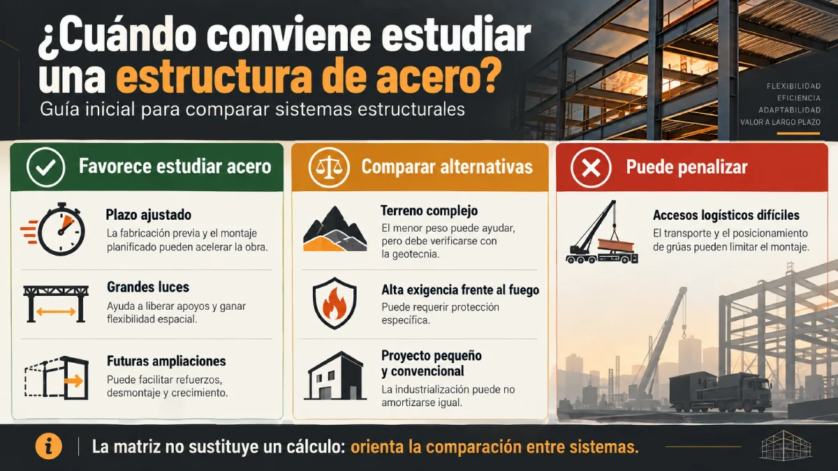 cuándo conviene estudiar una estructura de acero infografía