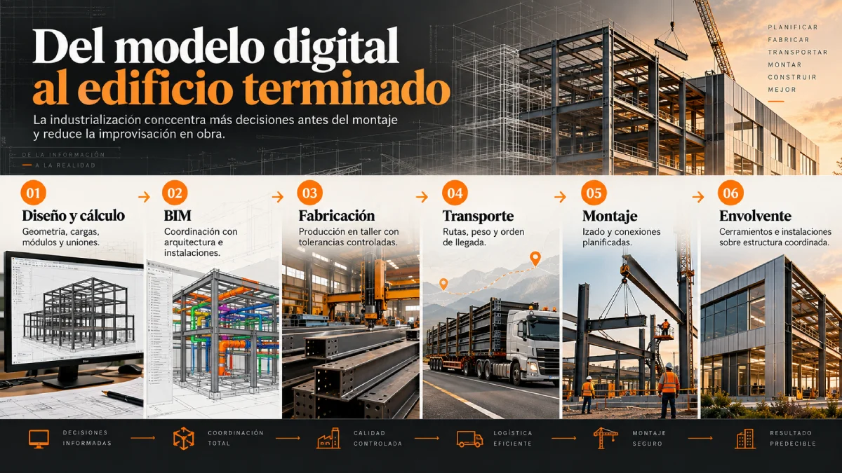 del modelo digital al edificio terminado infografía