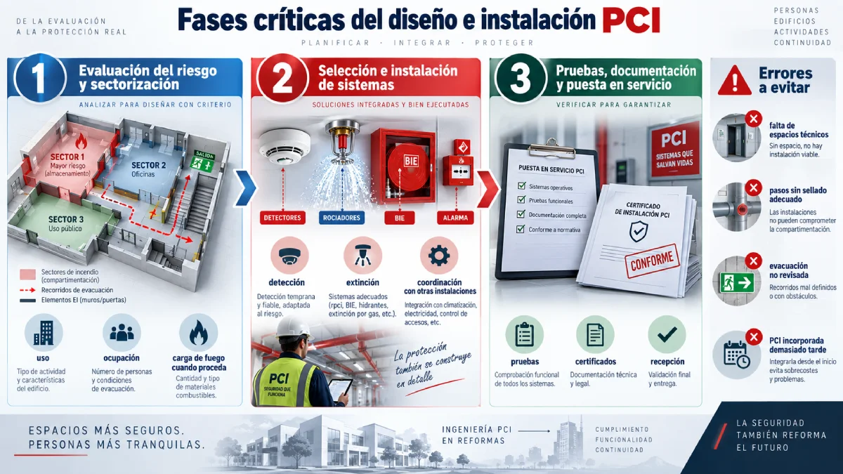 fases críticas del diseño e instalación PCI