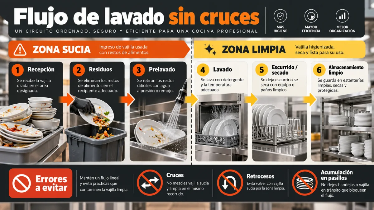 flujo de lavado sin cruces infografía