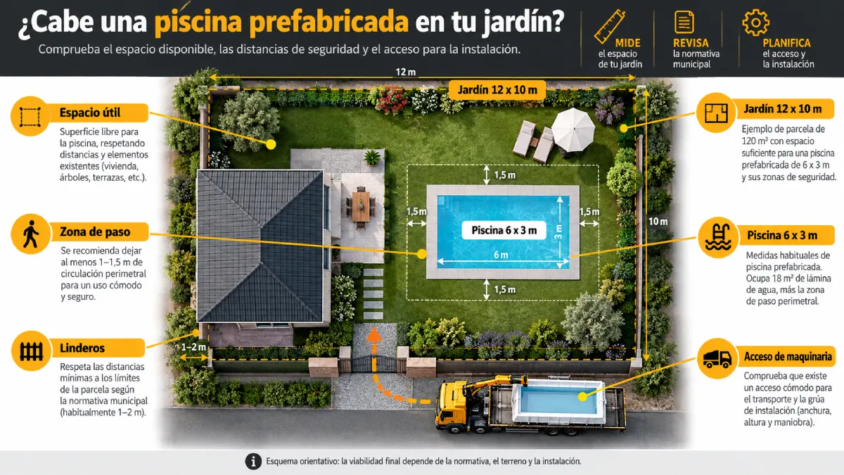 cabe una piscina prefabricada en tu jardín infografía