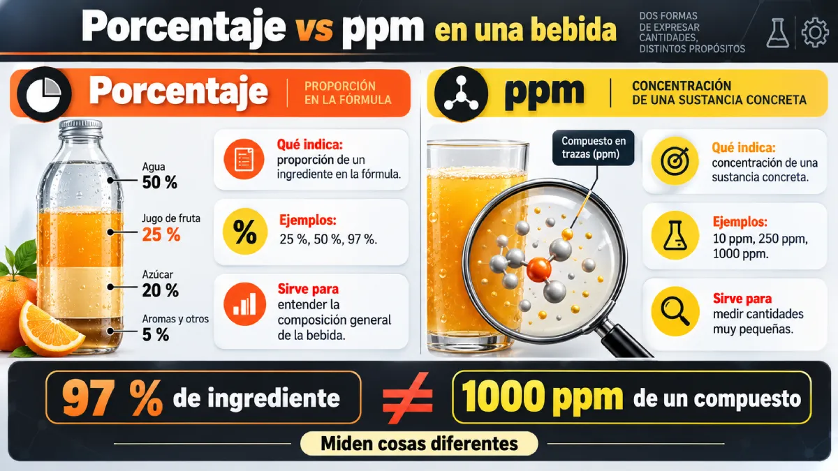 portencaje vs ppm en una bebida infografía