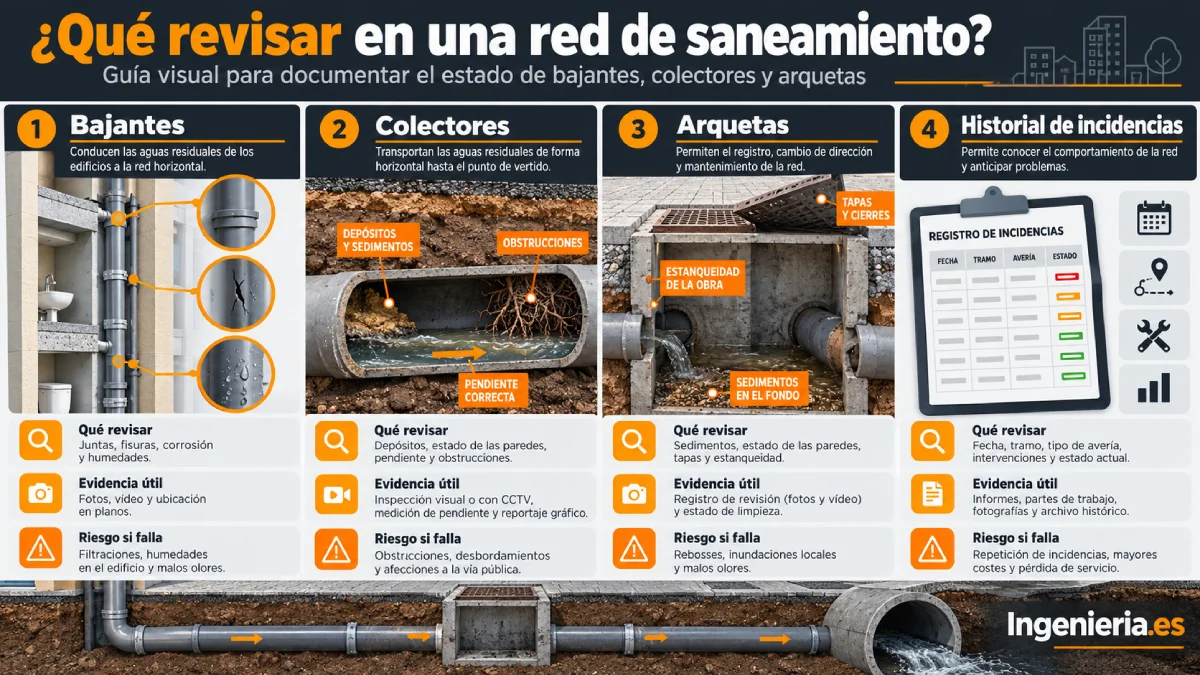 qué revisar en una red de saneamiento infografía